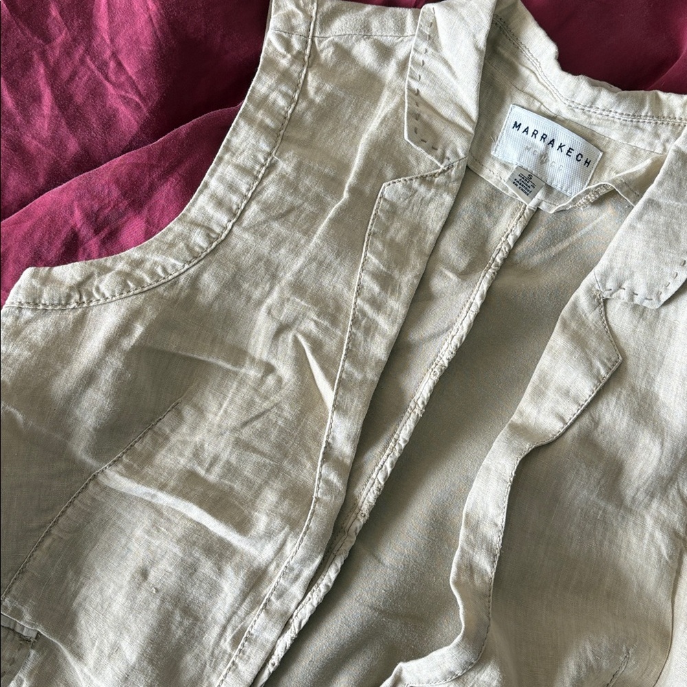 Marrakech Women's Tan Linen Vest